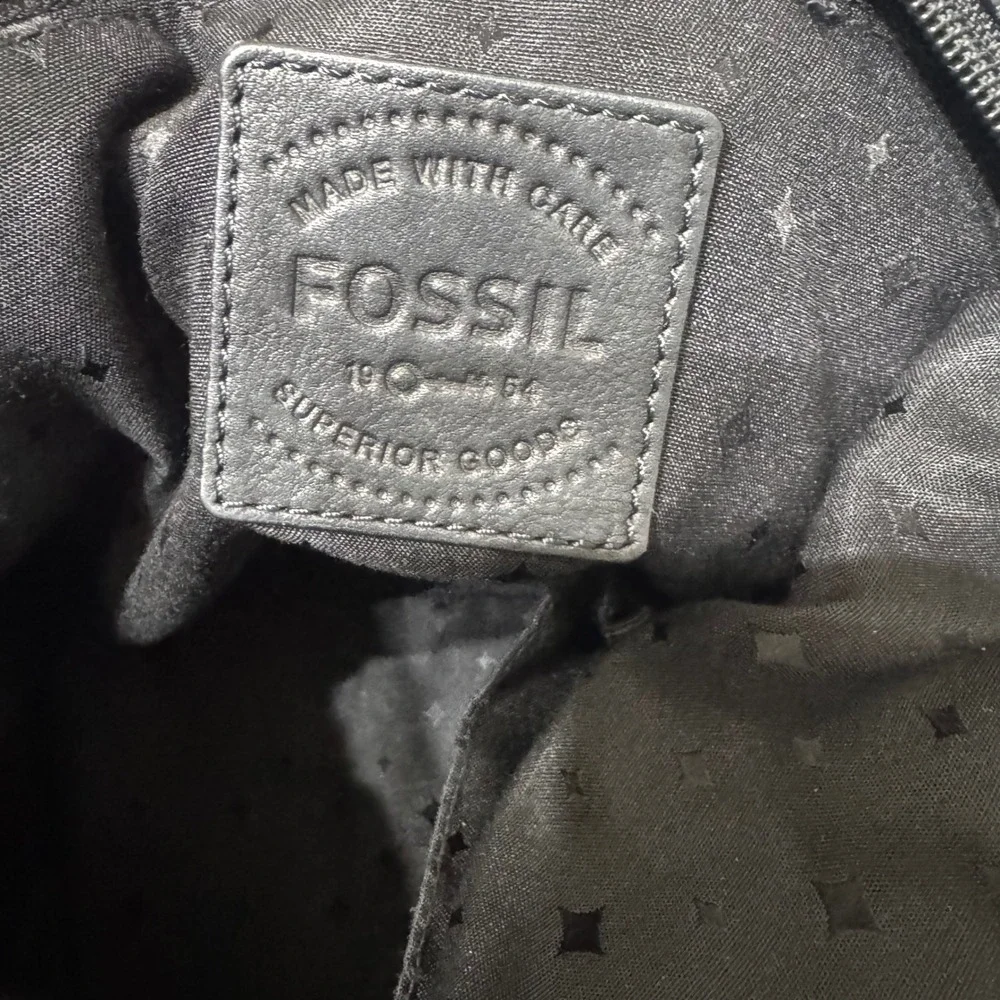 Fossil Morgan Traveler Messenger Bag Womens Medium Black Leather Crossbody